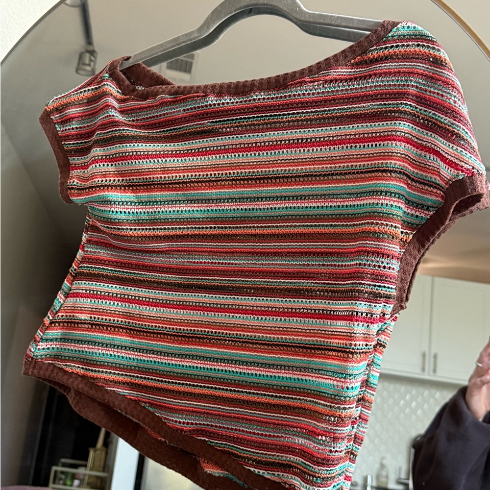 SHEIN Multicolor Striped Off-Shoulder Top
